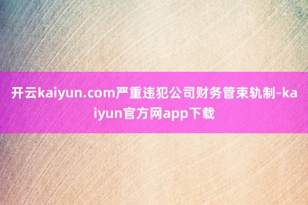 开云kaiyun.com严重违犯公司财务管束轨制-kaiyun官方网app下载