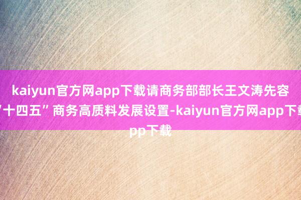 kaiyun官方网app下载请商务部部长王文涛先容“十四五”商务高质料发展设置-kaiyun官方网app下载