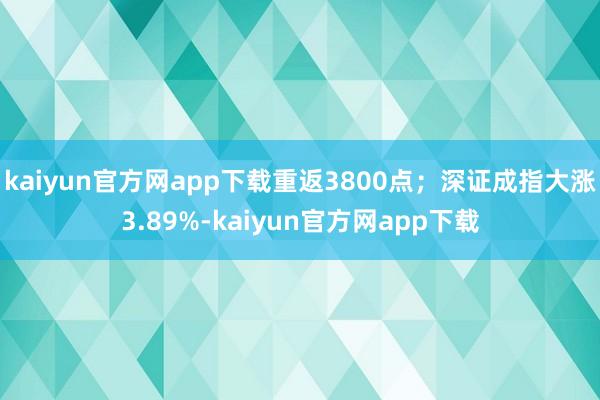 kaiyun官方网app下载重返3800点；深证成指大涨3.89%-kaiyun官方网app下载